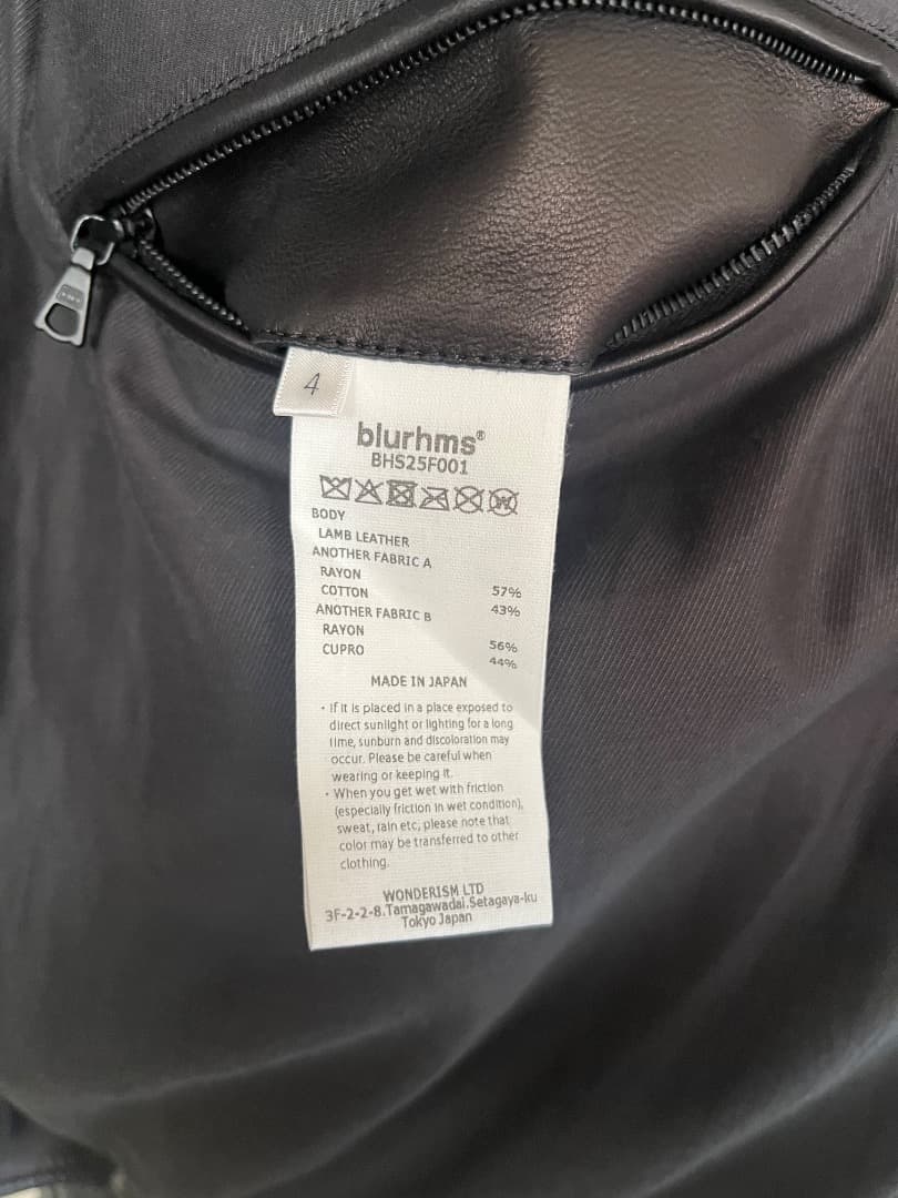 blurhms／Lamb Leather Zip Short Jacket