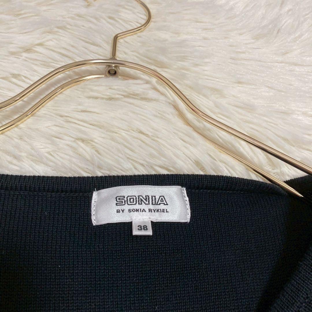 SONIA RYKIEL ボーダーニットワンピース ブラック 38 マルチカラー