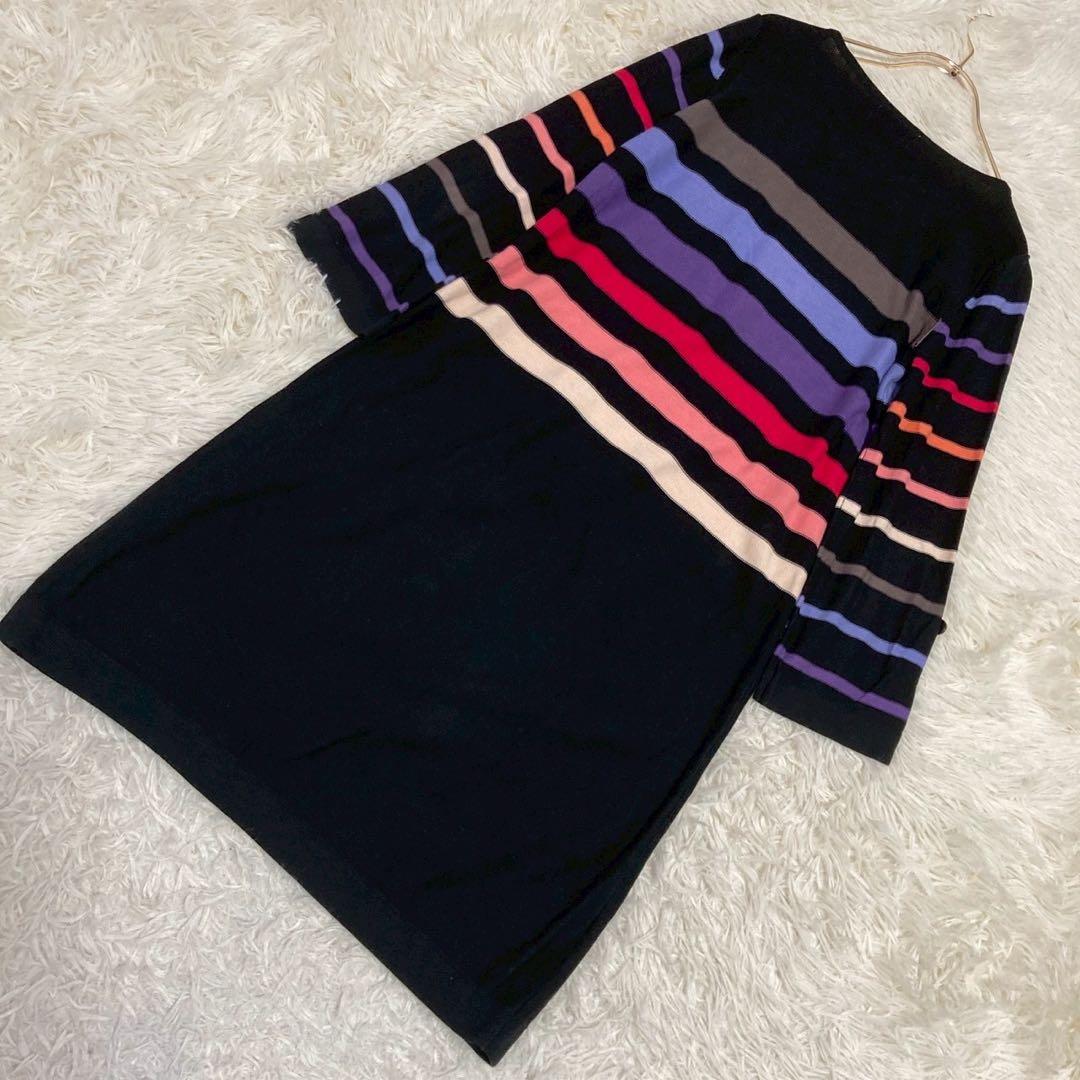 SONIA RYKIEL ボーダーニットワンピース ブラック 38 マルチカラー