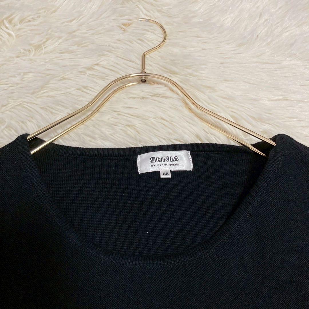 SONIA RYKIEL ボーダーニットワンピース ブラック 38 マルチカラー