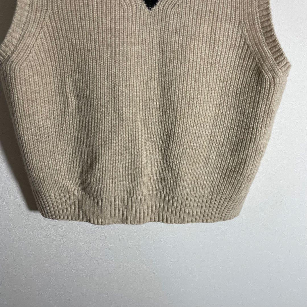 【美品23AW】MHL. タフウール リブニットベスト ベージュ L人気モデル