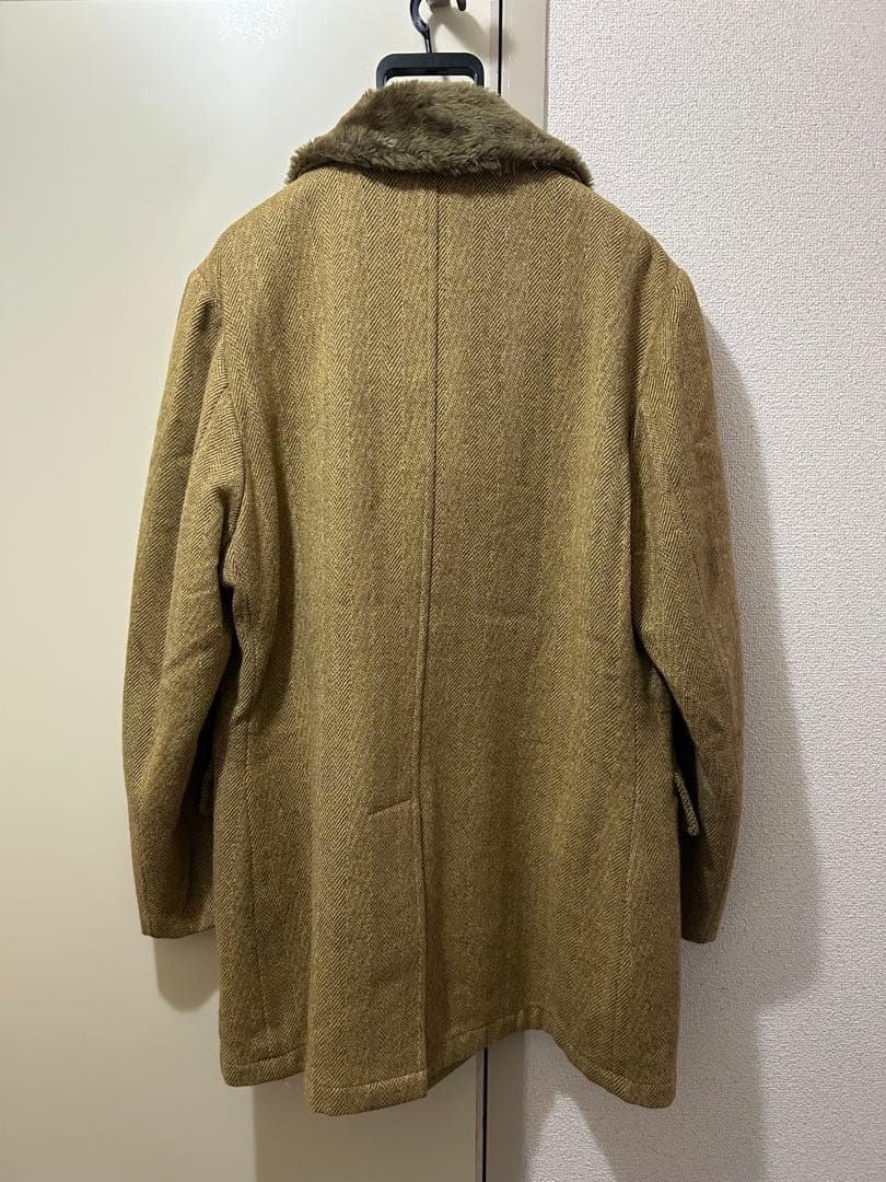 【極美品】Woolrich 白タグ ヘリンボーン 裏ボア コート 42 黄土色