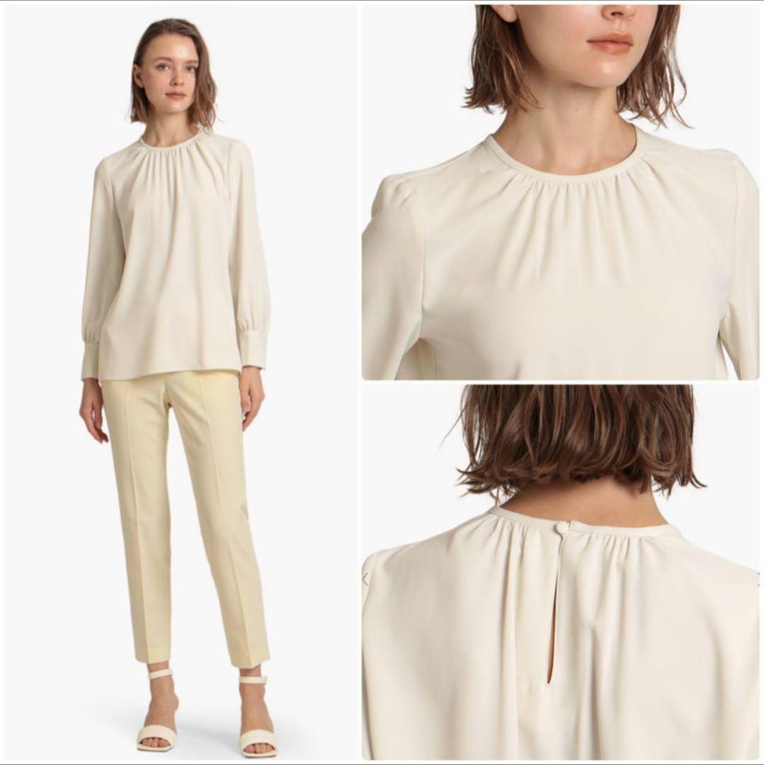 【theory luxe 】クルーネックブラウス　ネイビー　38