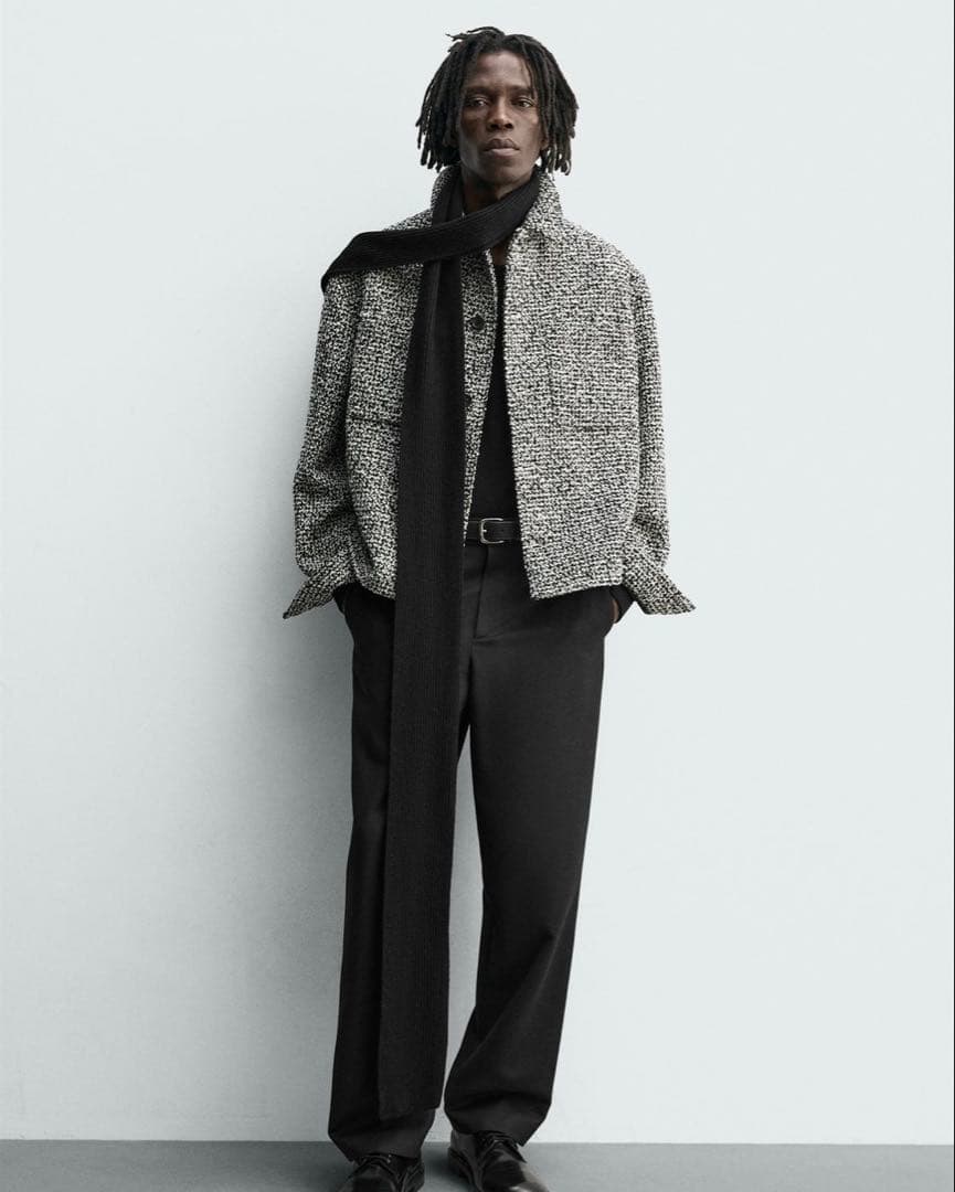 ZARA ザラ ポケット付きテクスチャードシャツジャケット Mサイズ