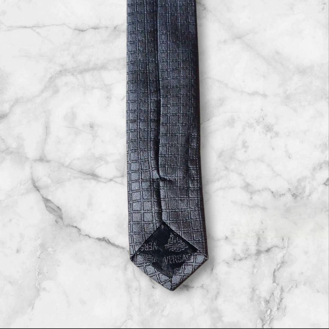 【美品】VERSACE ヴェルサーチ ネクタイ メデューサ シルバー
