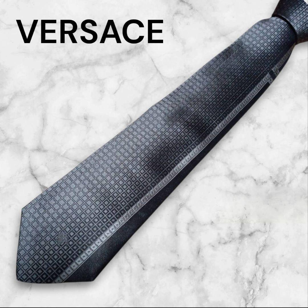 【美品】VERSACE ヴェルサーチ ネクタイ メデューサ シルバー