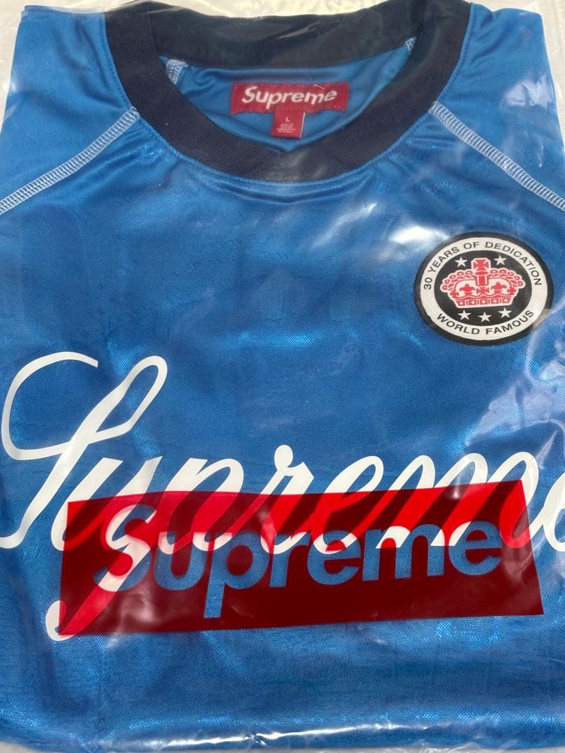 ブルー　Supreme Jacquard Soccer Jersey Lサイズ