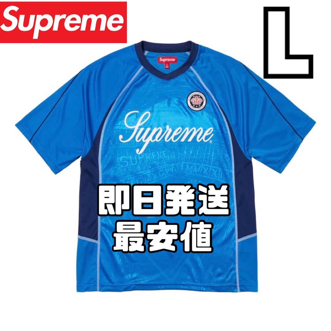 ブルー　Supreme Jacquard Soccer Jersey Lサイズ