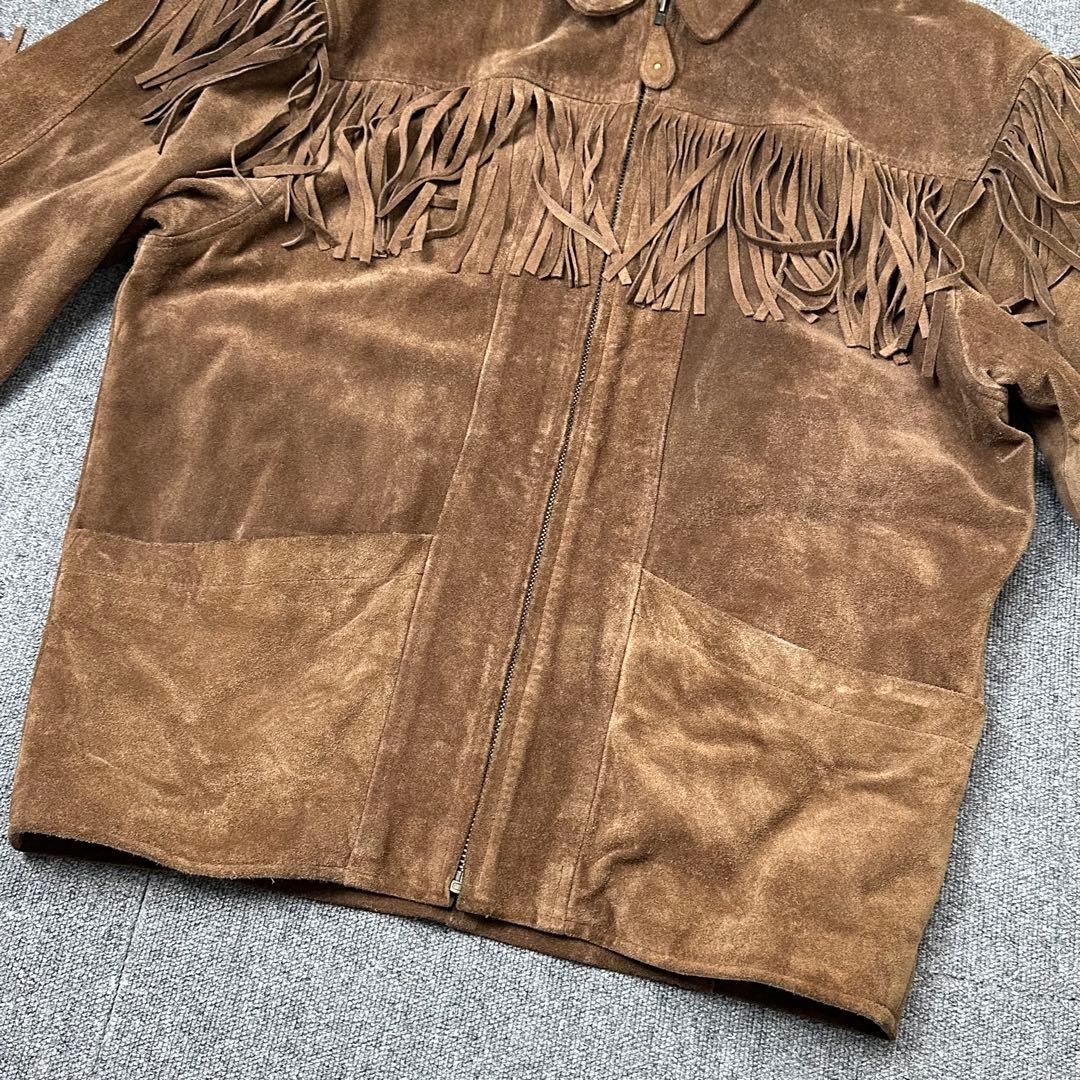 90s スエード フリンジレザージャケット old GUESS ゲス 本革