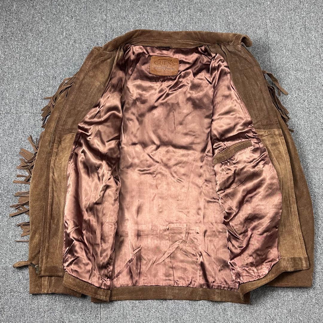 90s スエード フリンジレザージャケット old GUESS ゲス 本革