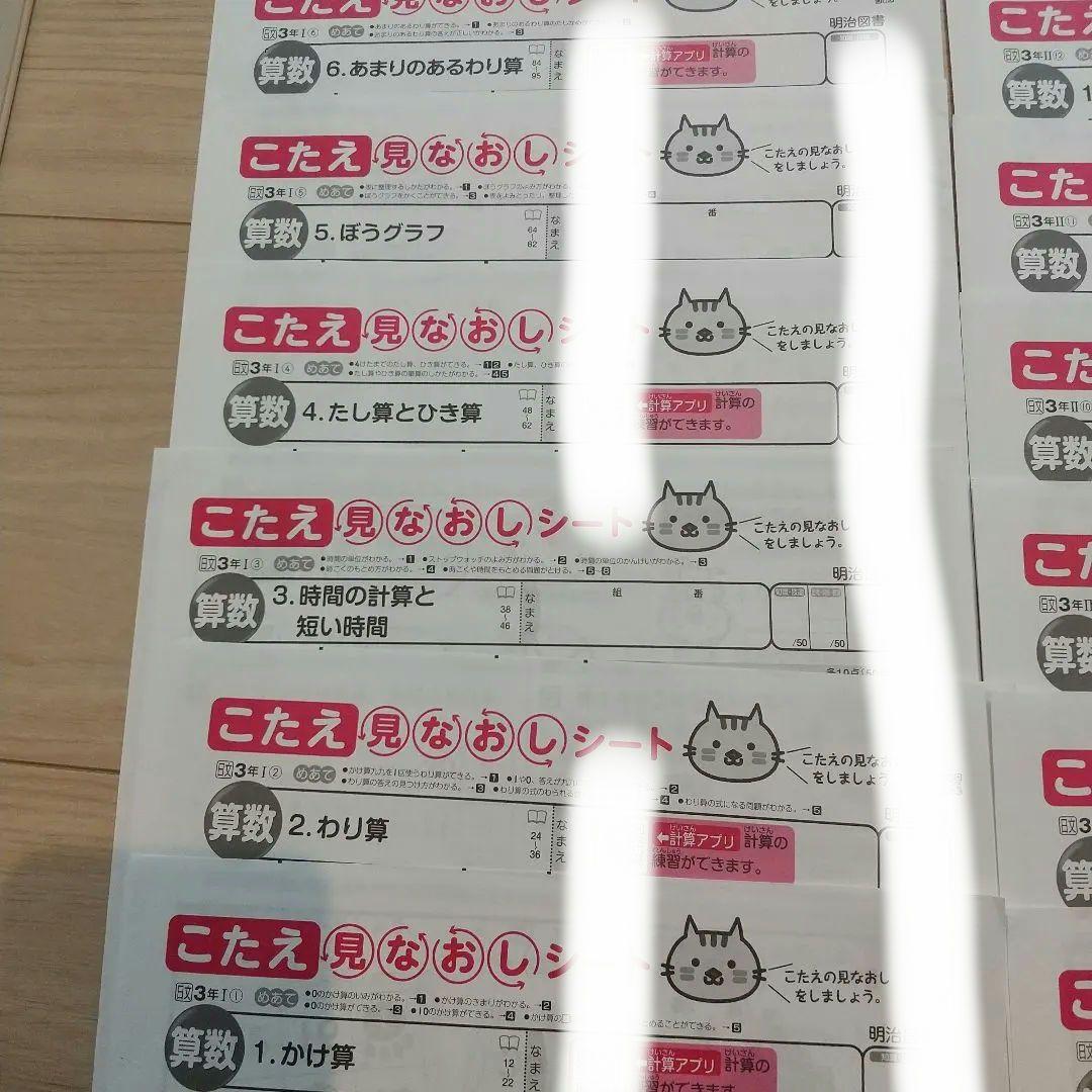カラーテスト３年 算数 日本文教 明治図書 こたえ見なおしシート
