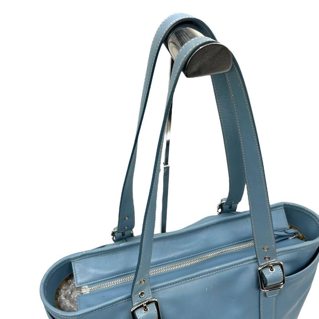 1215 Coach トートバッグ ビジネスバッグ レザー ブルー A4