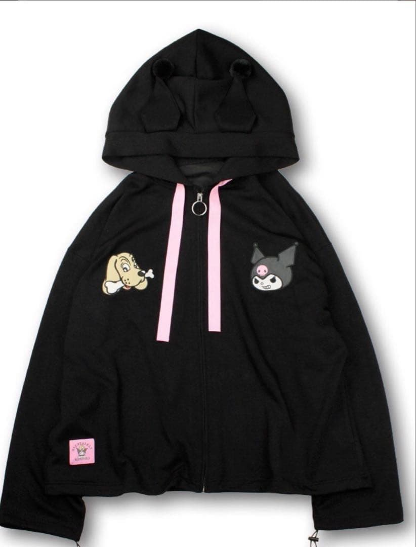 GALFY×KUROMI みんな大好きボンディングパーカー ブラック　中型犬