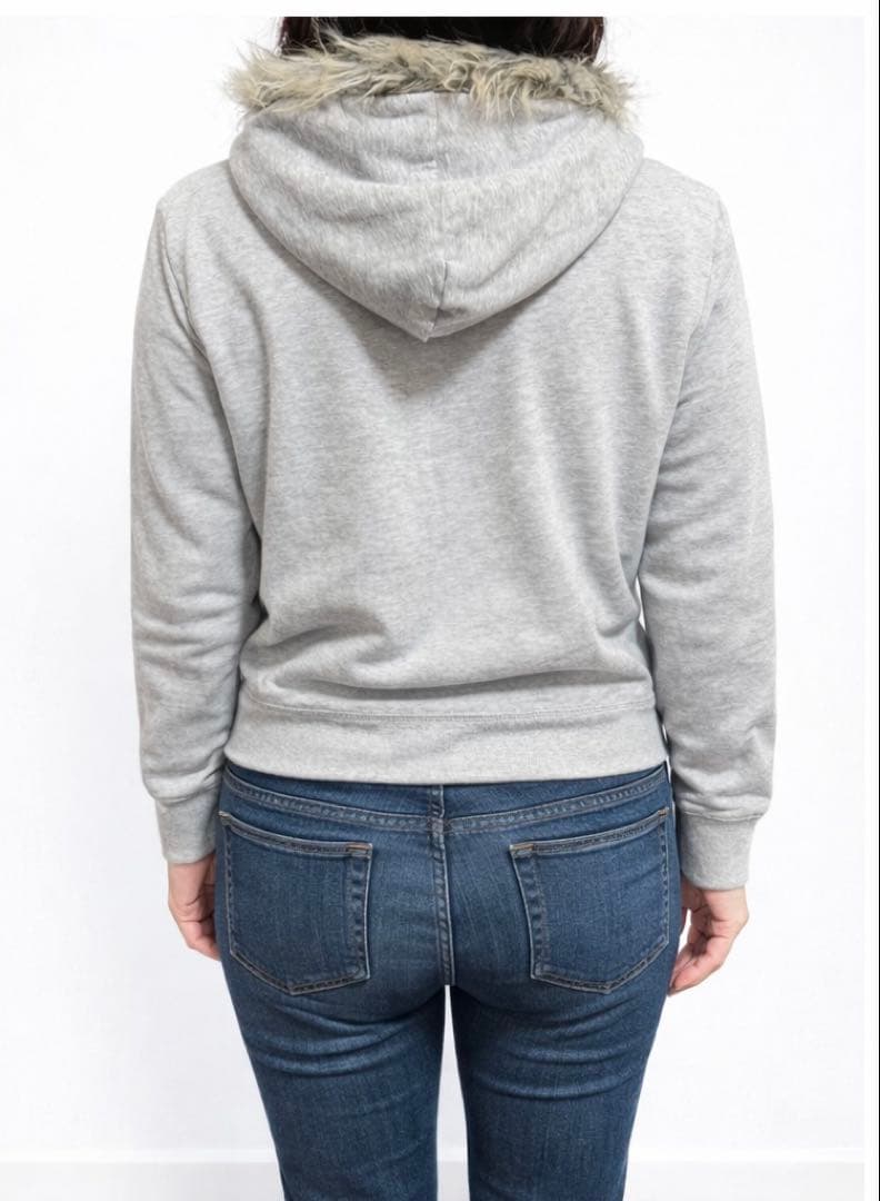 GAP ピンクロゴ ファー付きジップパーカー 短丈 Y2K 平成ギャル