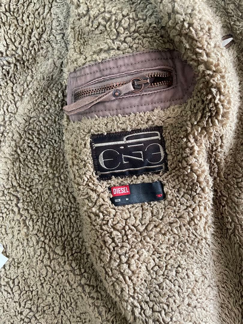 DIESEL ディーゼル ウールコート ボア チェック柄