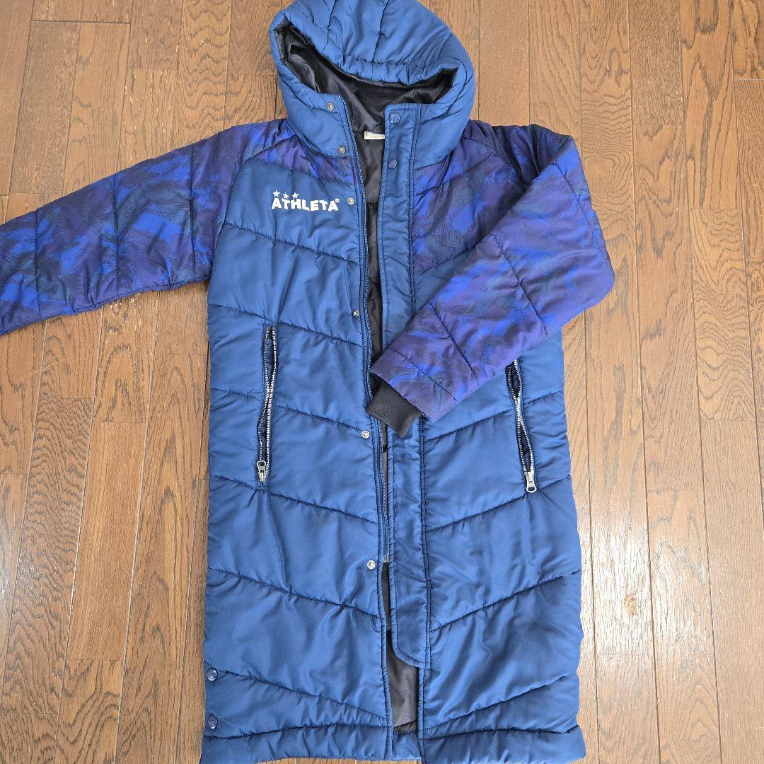 140 ATHLETA フード付きベンチコート ネイビーブルー