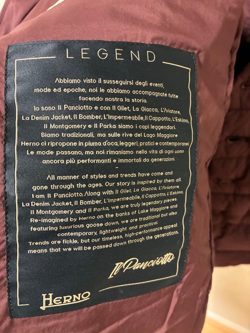 Herno legend il Gilet バーガンディ44‼️