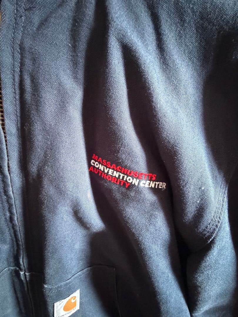 最終値下げ Carhartt ネイビー アクティブジャケット 企業ロゴ