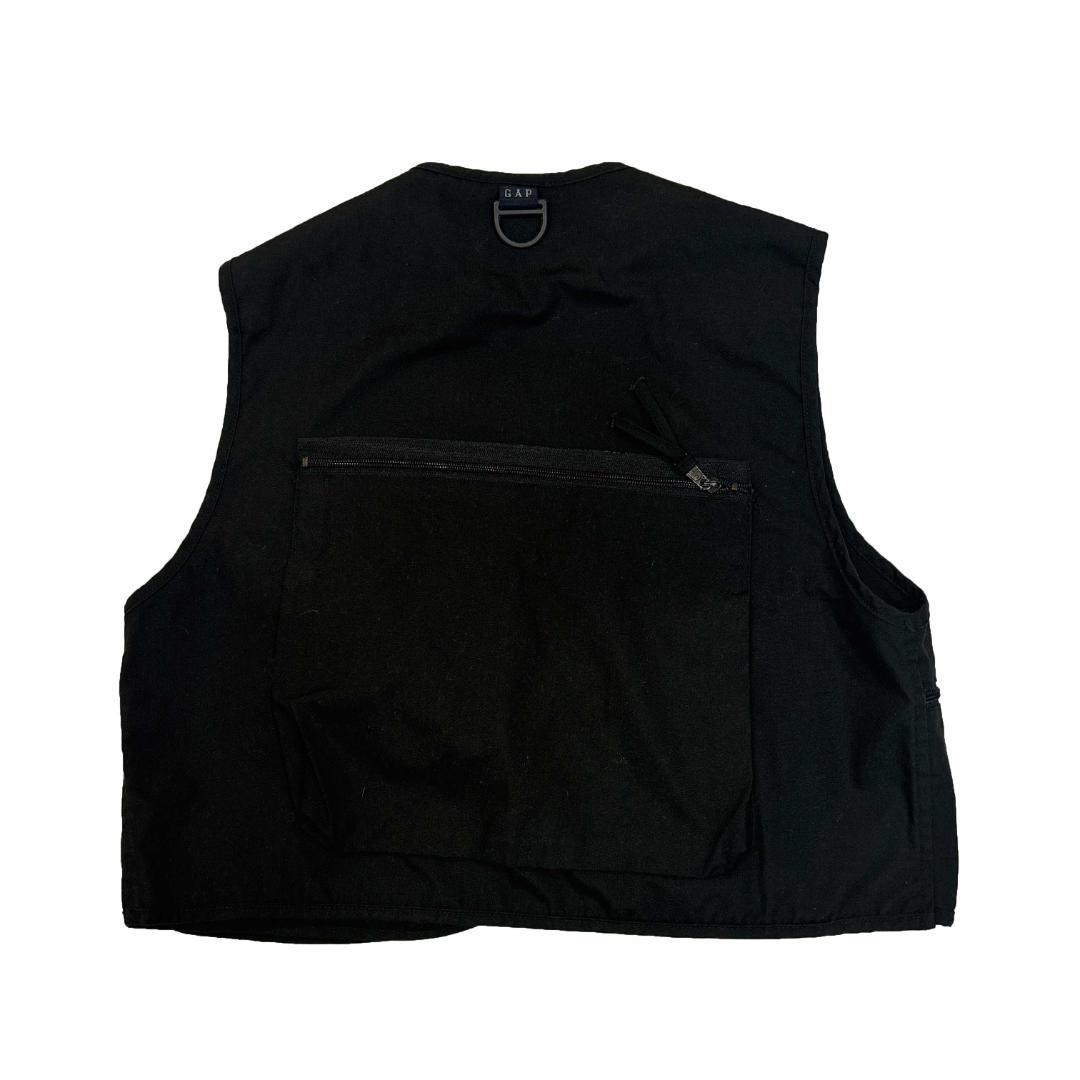 90s GAP フィッシュベスト 黒 M 古着 ギャップ オールド