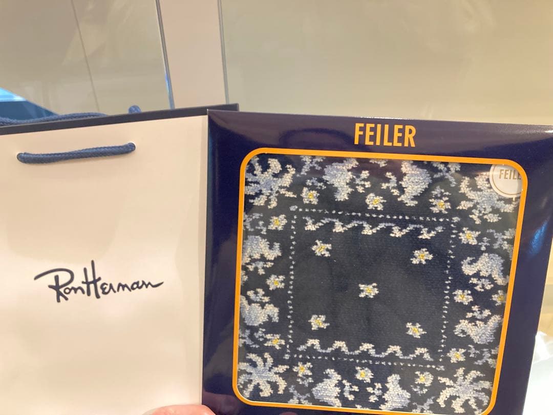 限定　ロンハーマン別注FEILER Bandana Handkerchief 青