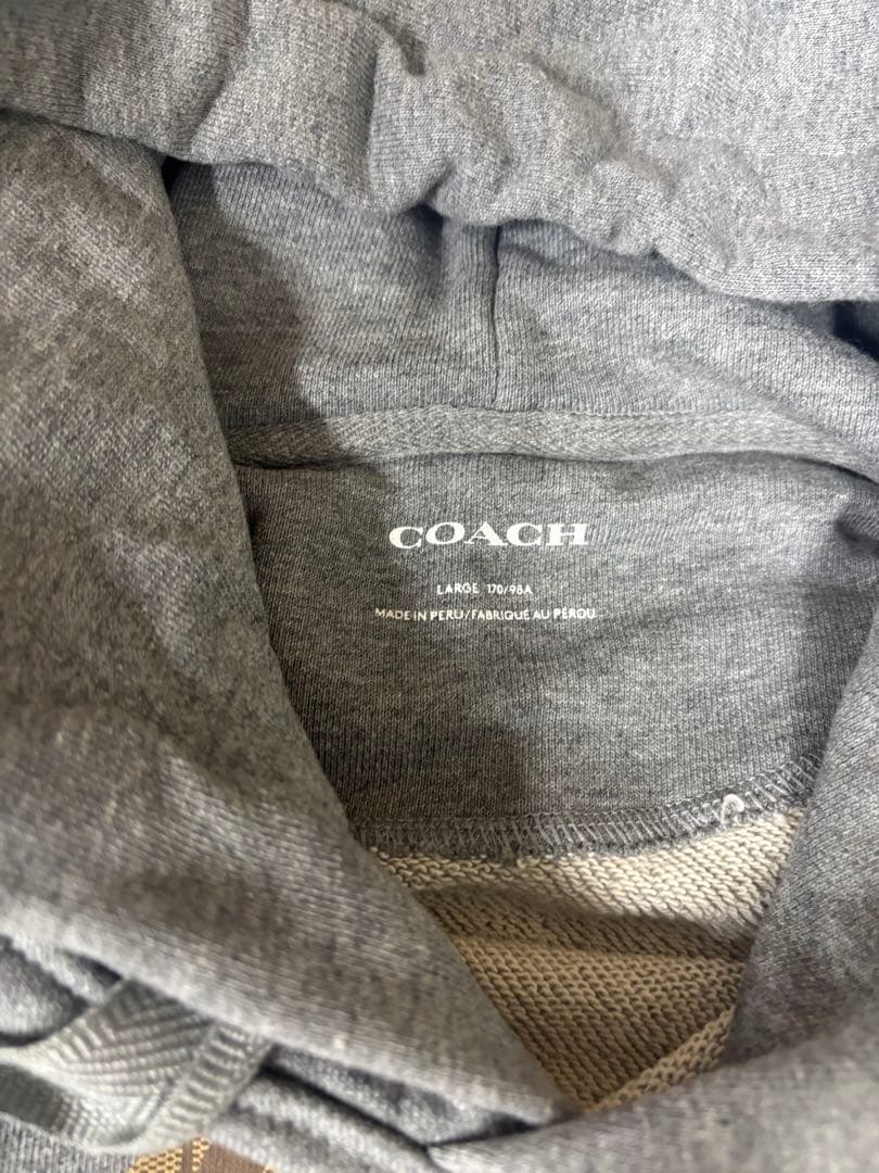 COACH グレー フード付きパーカーlarge