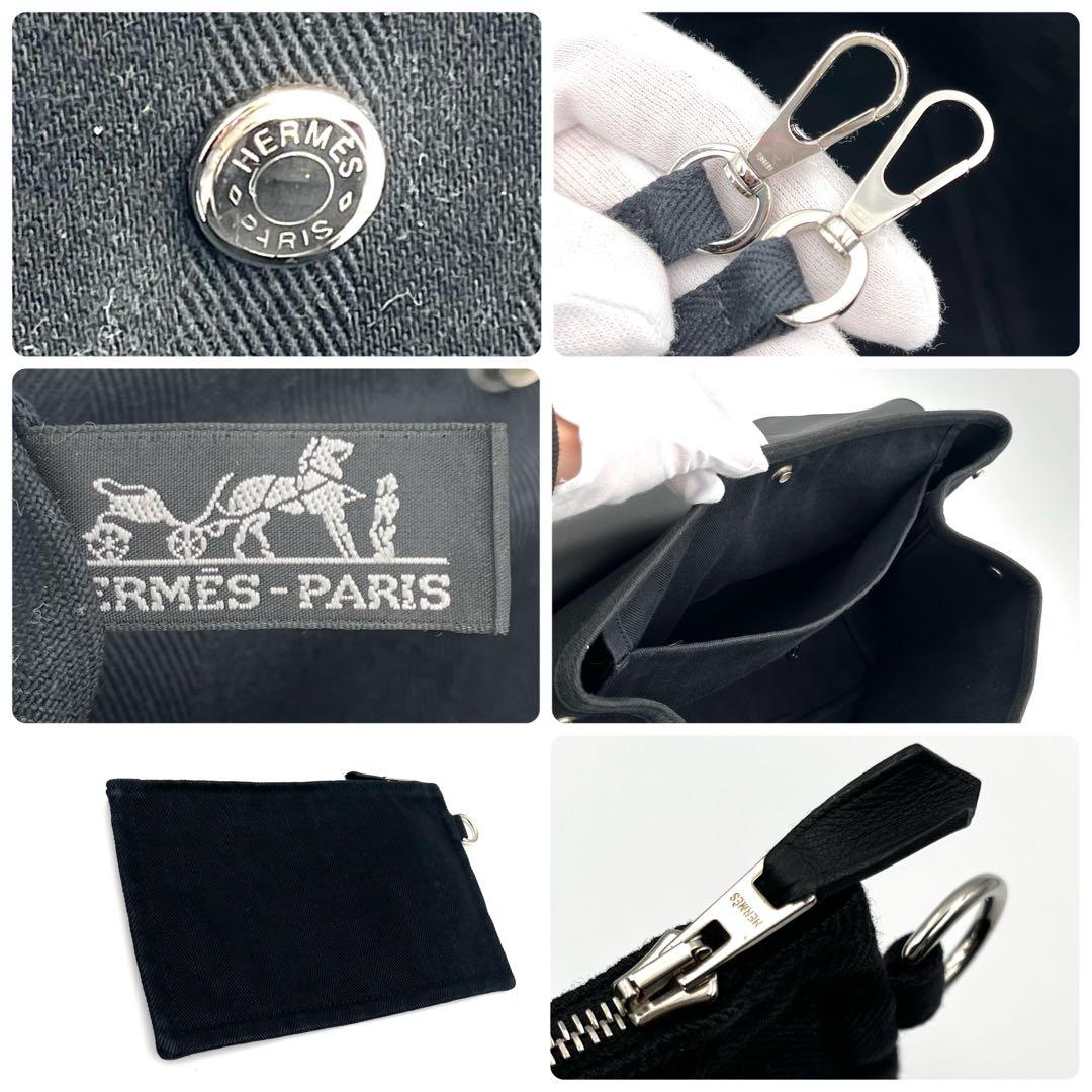 ポーチ付 HERMES エルメス ヴァルパライソ ブラック トワルシェブロン