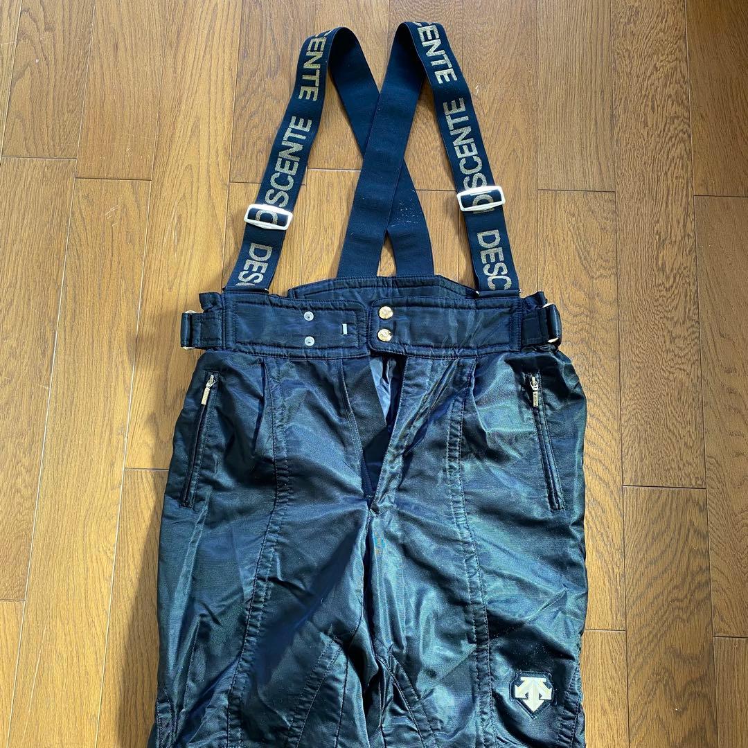 DESCENTE スキーウェアメンズ ブラック ビブパンツ サスペンダー
