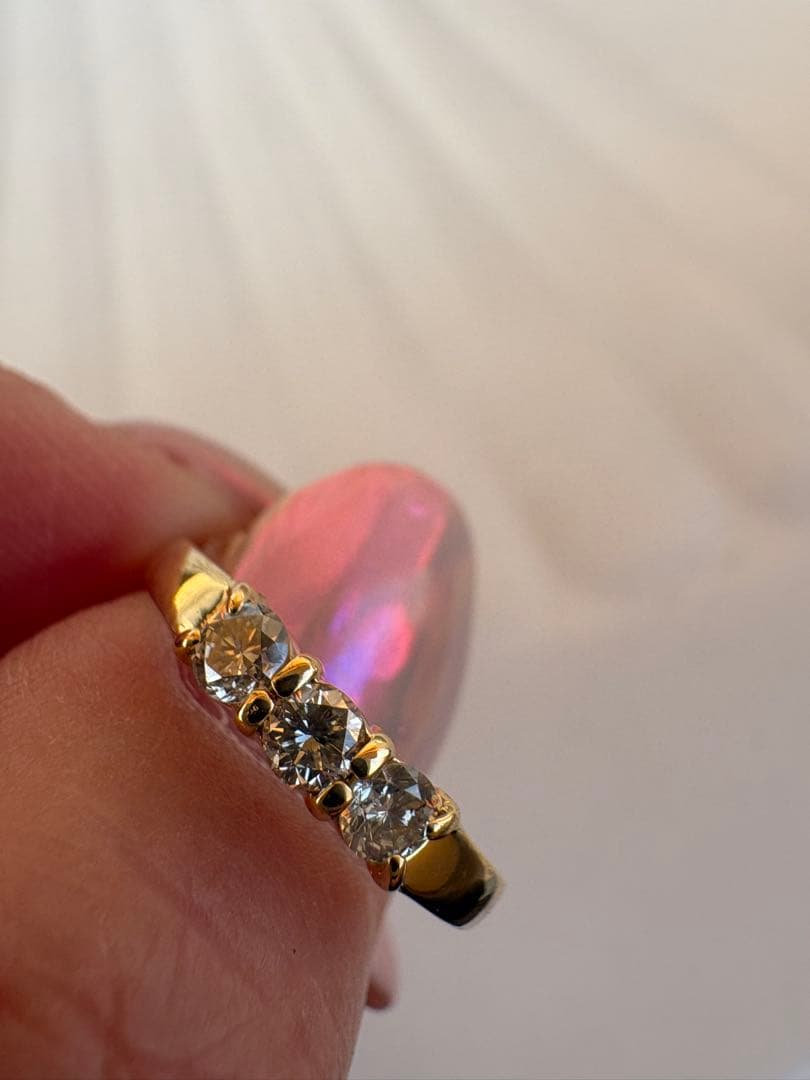 k18ゴールド✨メレダイヤ3石0.3ctリング✨新品仕上げ済み❣️