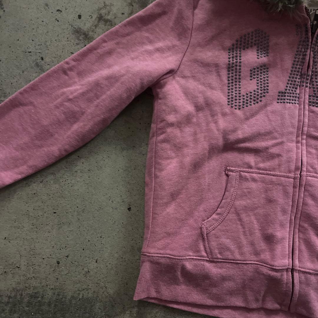 Gap ピンク　ジップパーカー　中ボア　ファー　y2k 平成ギャル　短丈