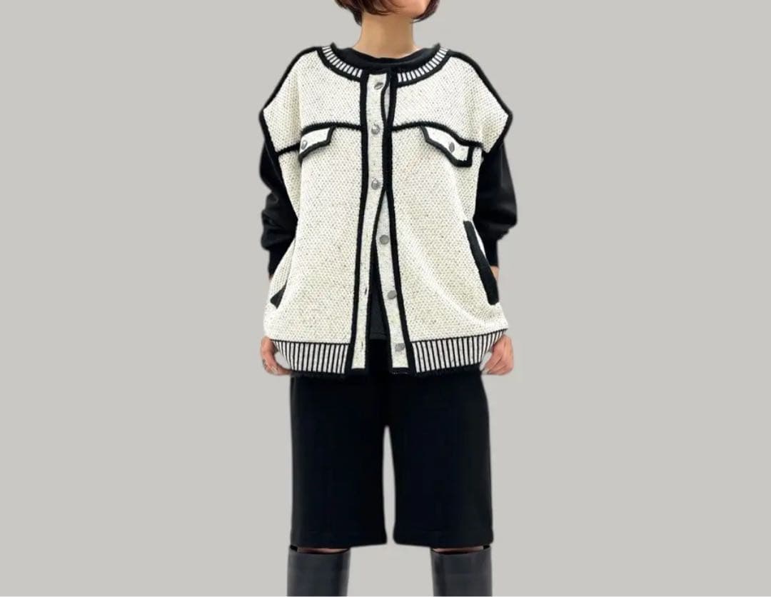 《美品》アヤン ayaneトロンプルイユニットベスト　白