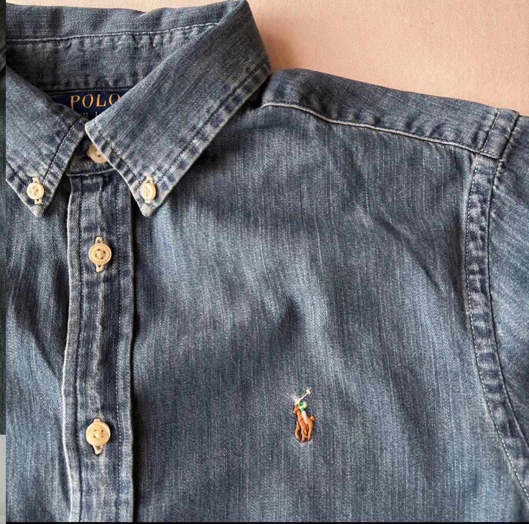 B336新品レディース可能RalphLaurenダンガリーシャツUSボーイズXL