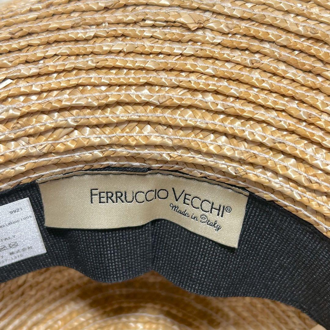 [美品] FERRUCCIO VECCHIP 麦わら帽子 イタリア製 高級