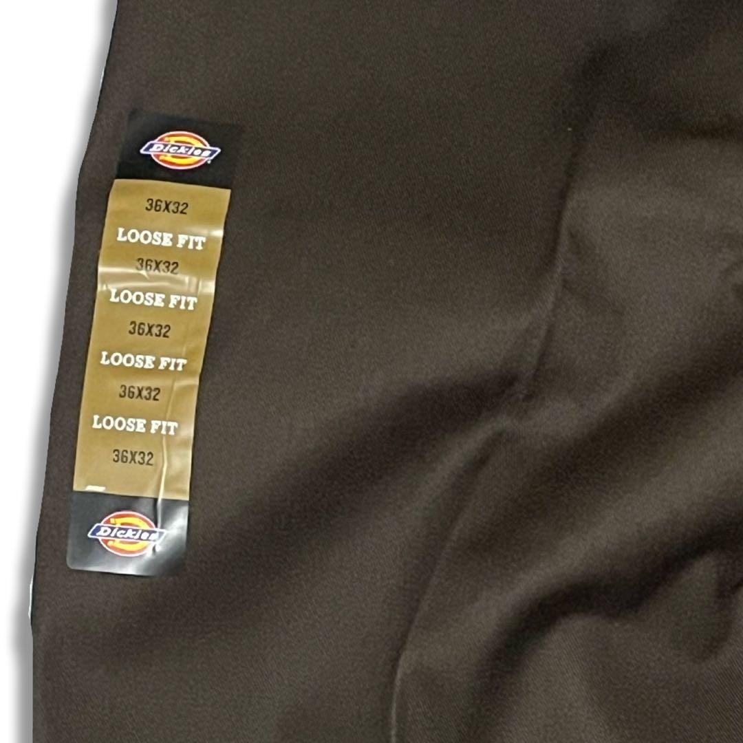 新品 36x32 ダークブラウン DICKIES ダブルニー LOOSE FIT