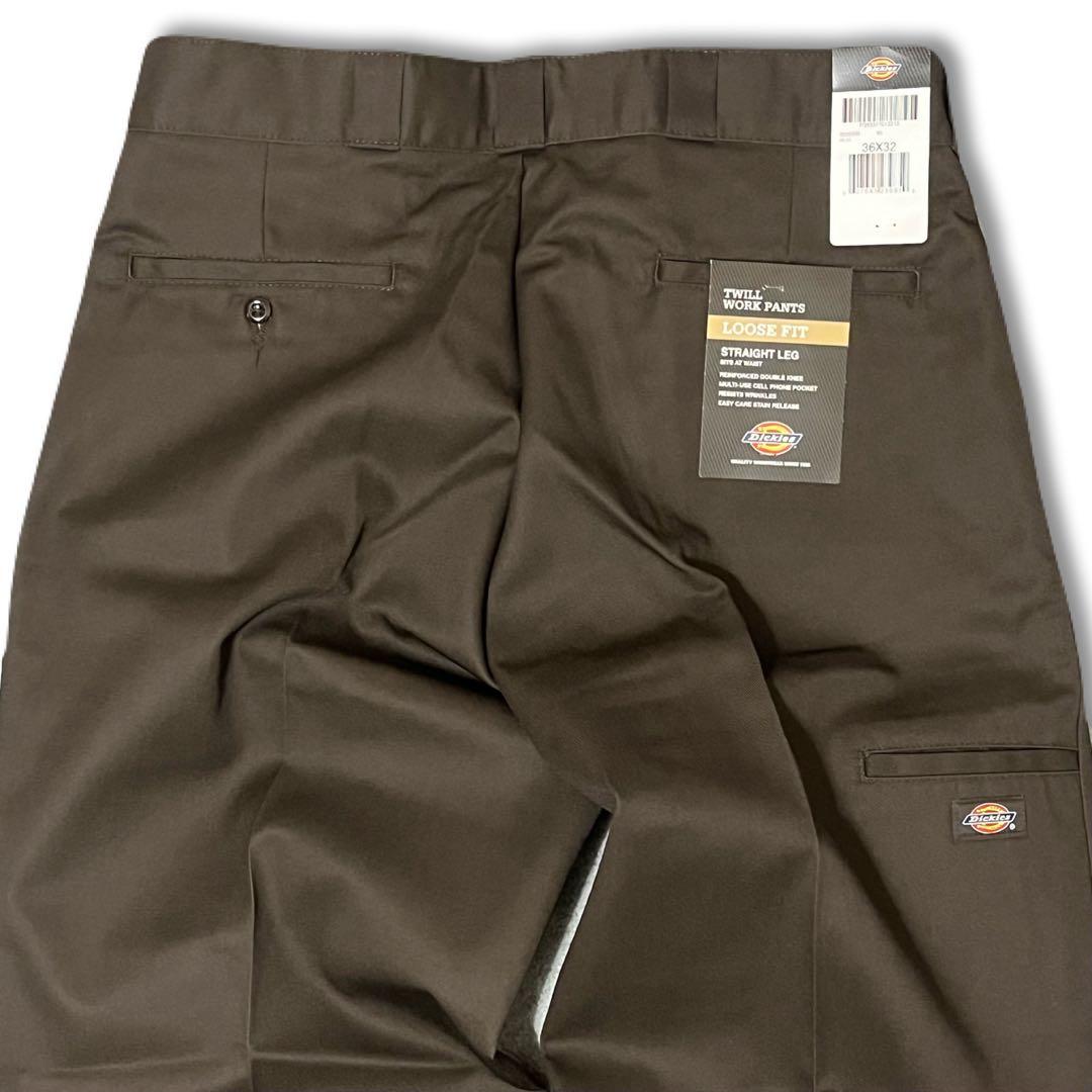 新品 36x32 ダークブラウン DICKIES ダブルニー LOOSE FIT