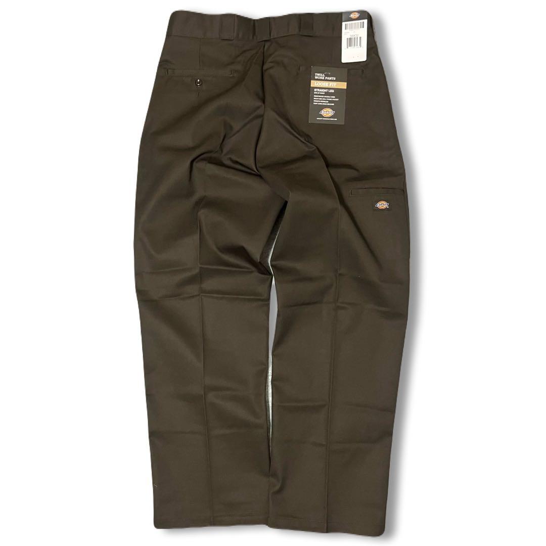 新品 36x32 ダークブラウン DICKIES ダブルニー LOOSE FIT