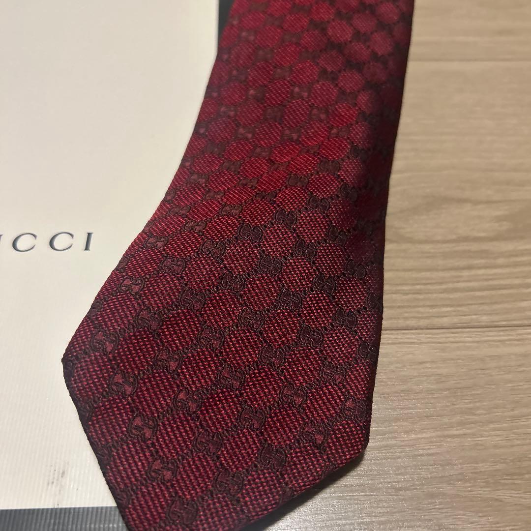 GUCCI GG柄　ネクタイ　ボルドー