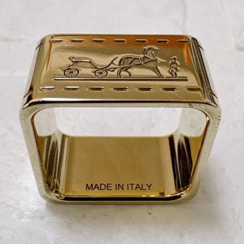 美品✨HERMES ボルデュック スカーフリング ゴールド 馬車柄 スクエア