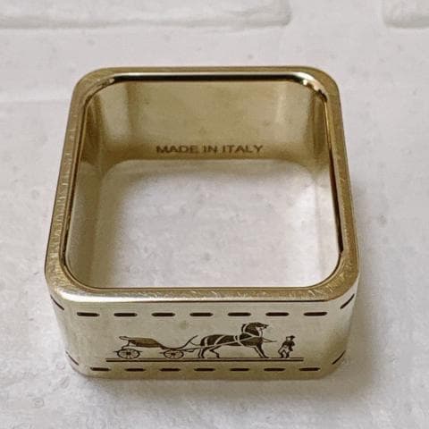美品✨HERMES ボルデュック スカーフリング ゴールド 馬車柄 スクエア