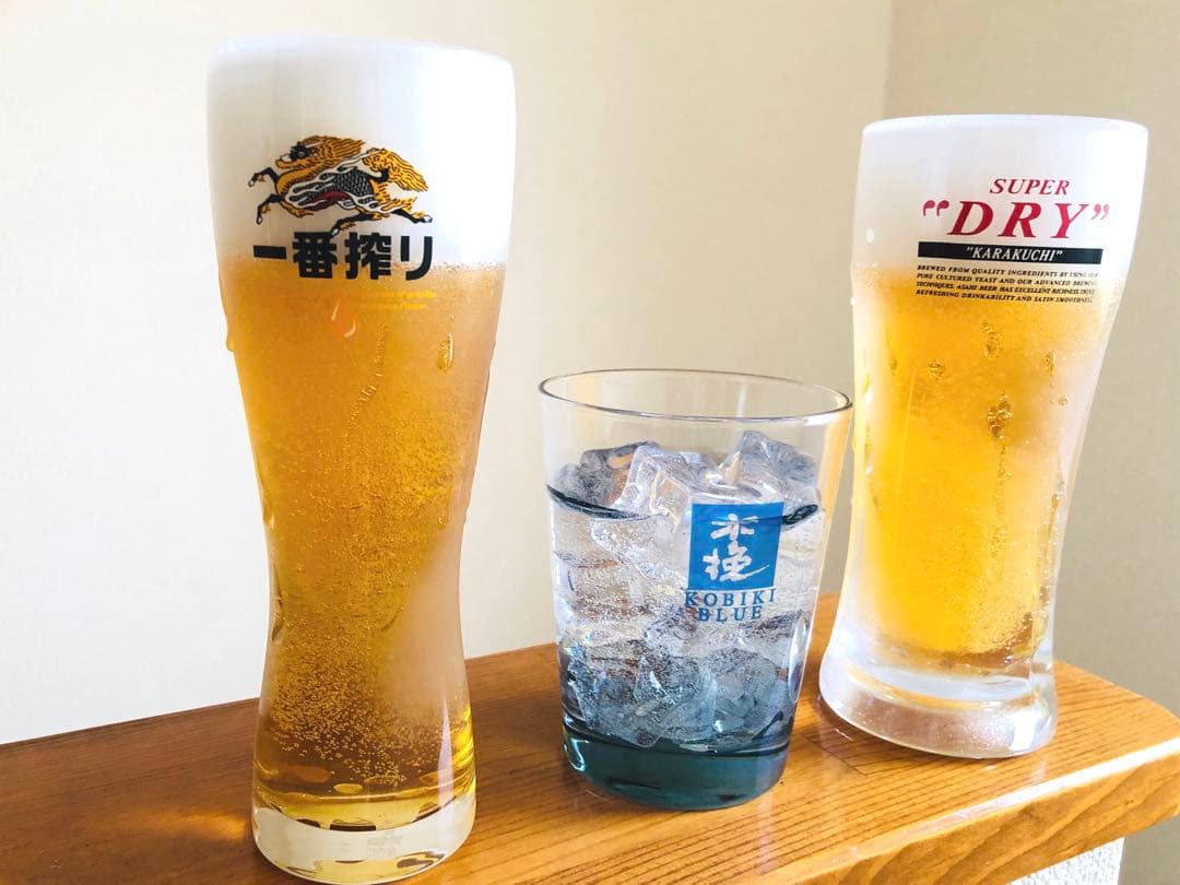 食品サンプル　麒麟グラスビール　スーパードライジョッキ　木挽ブルー　3点セット