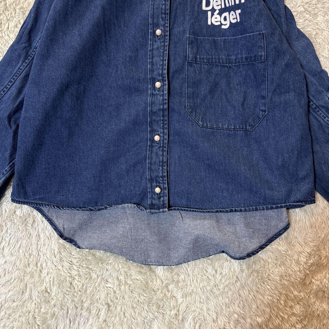 美品＊パールボタンデニムシャツ size38 BLANC basque ロゴ