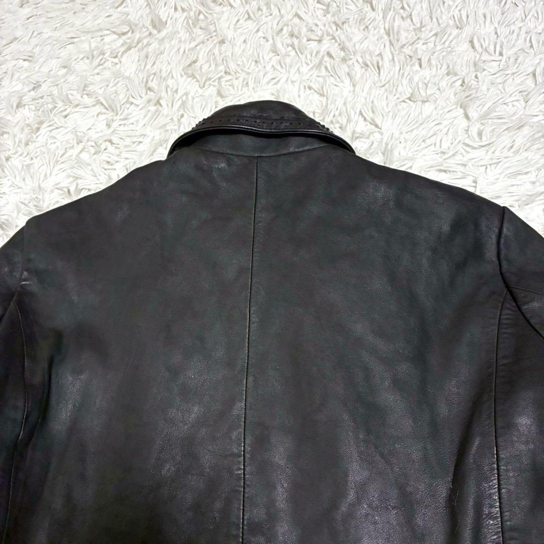 美品⭐️ナノユニバース　レザージャケット　ホースレザー　Wジップ 艶感　黒　M