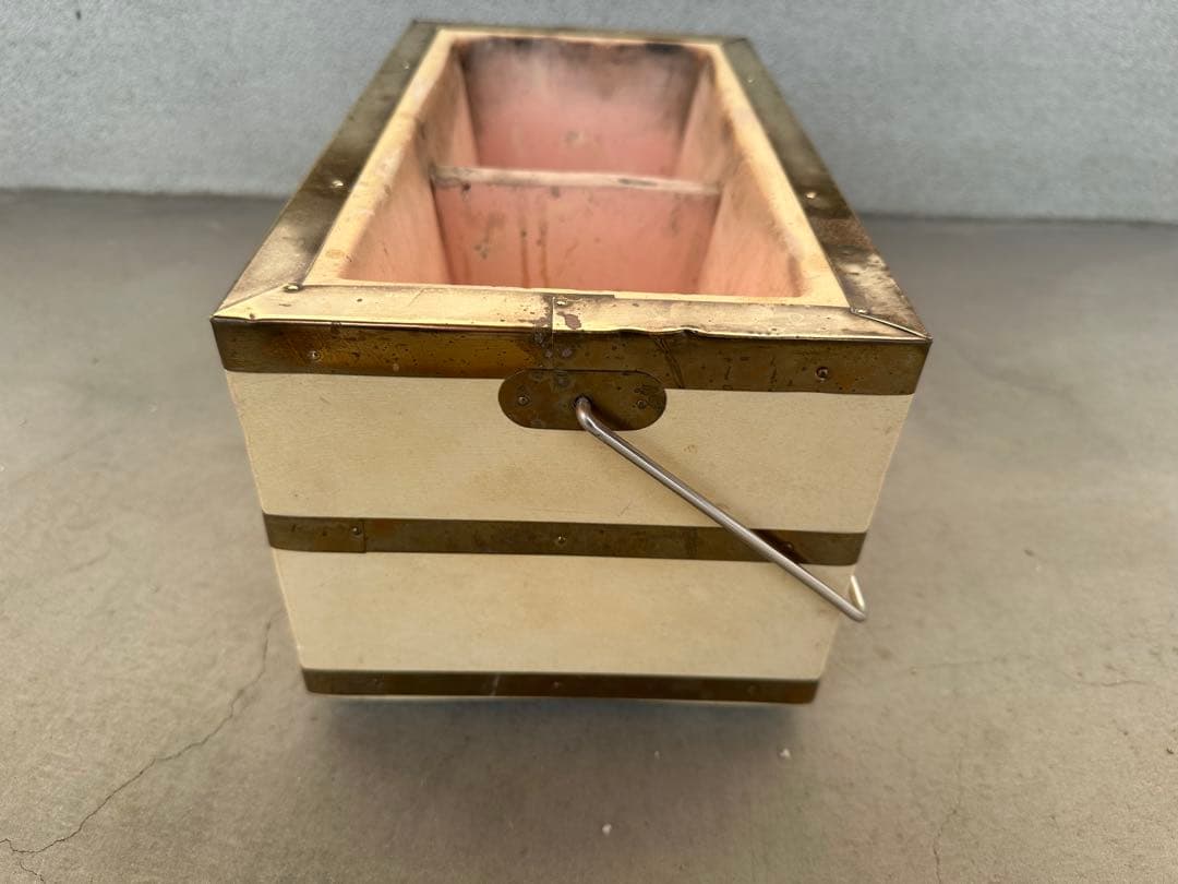 奥能登 天然珪藻土切出し七輪 真鍮巻長角型大判 左右独立タイプ 備品付 炭火調理