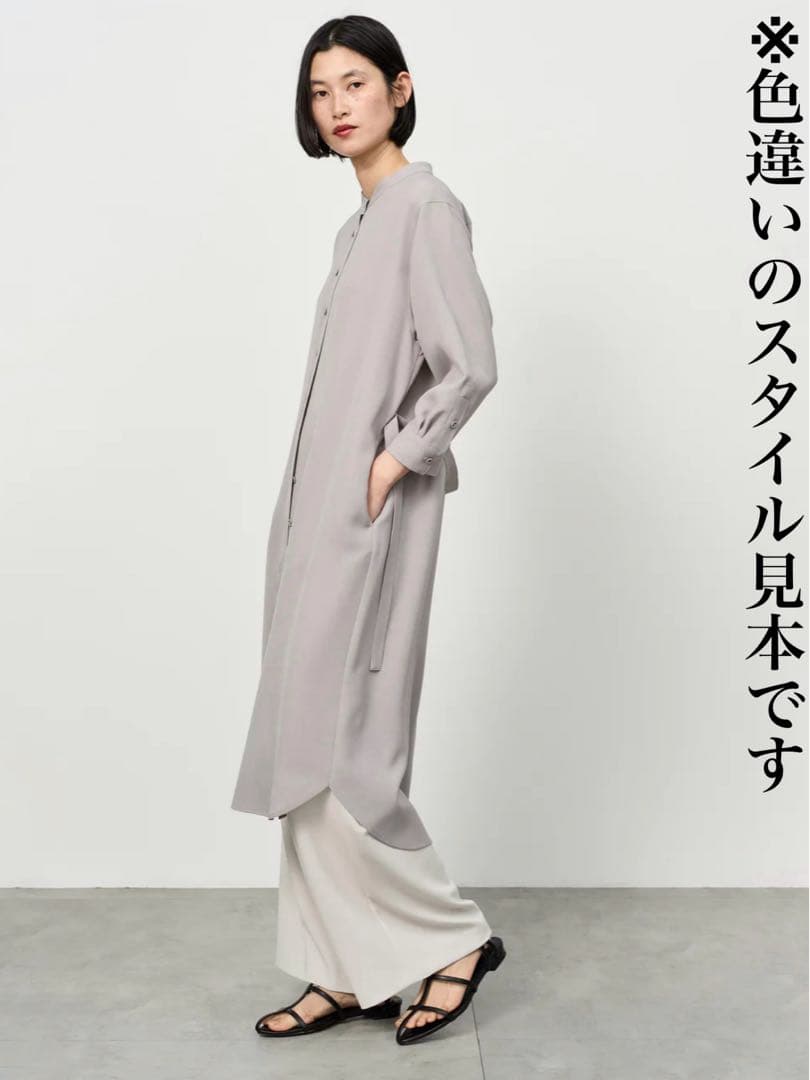 【美品】ソージュ バンドカラーワンピース オケージョンワンピース 濃紺とろみ素材