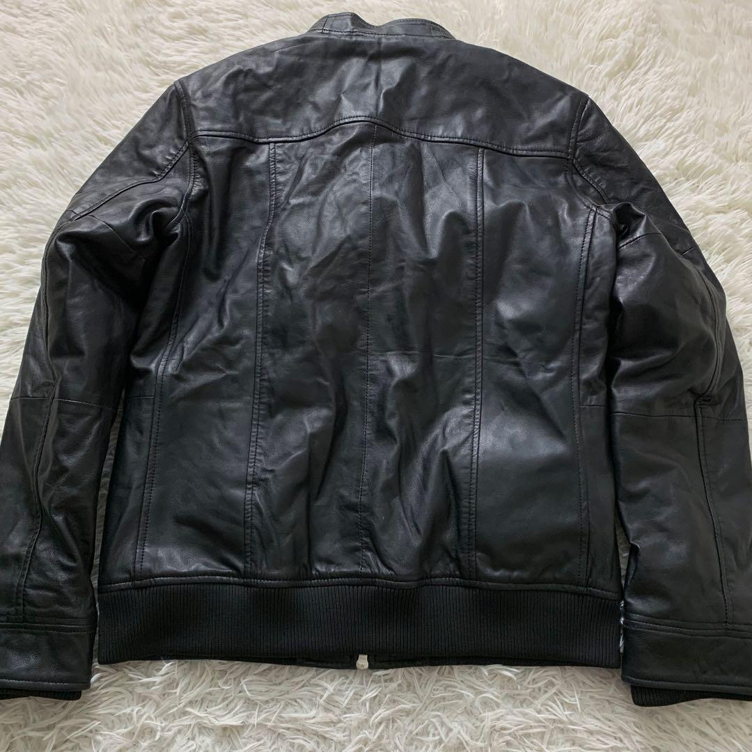 美品■AKM レザージャケット 羊革 ラムレザー ブラック XL