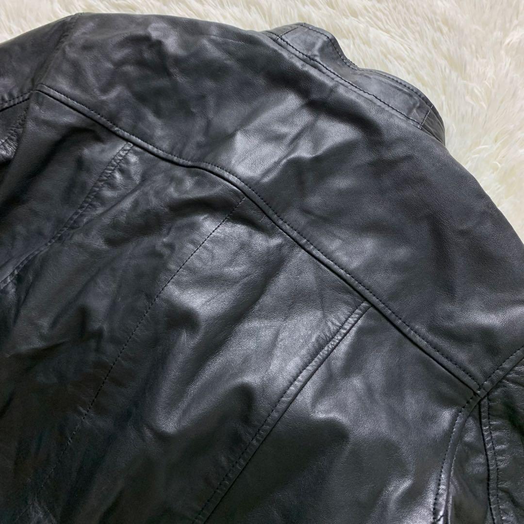 美品■AKM レザージャケット 羊革 ラムレザー ブラック XL