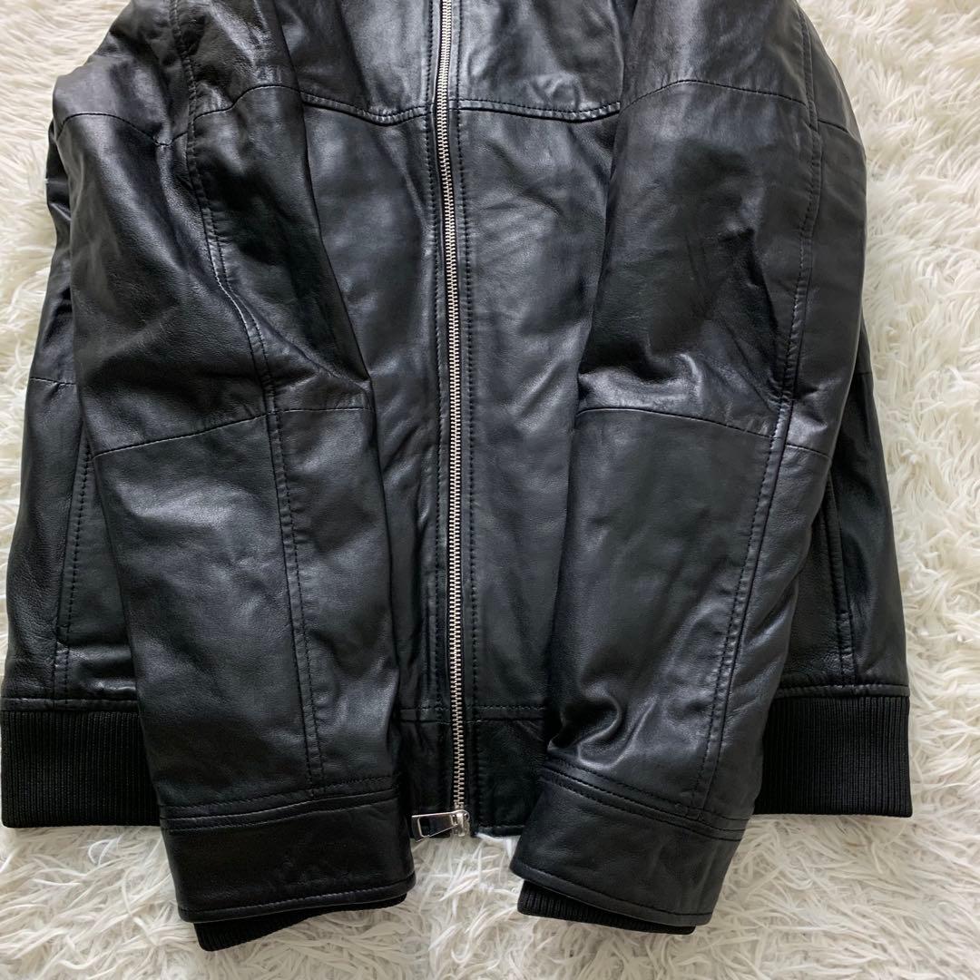 美品■AKM レザージャケット 羊革 ラムレザー ブラック XL