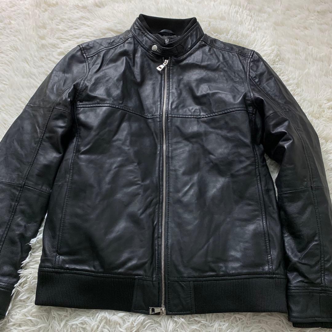 美品■AKM レザージャケット 羊革 ラムレザー ブラック XL
