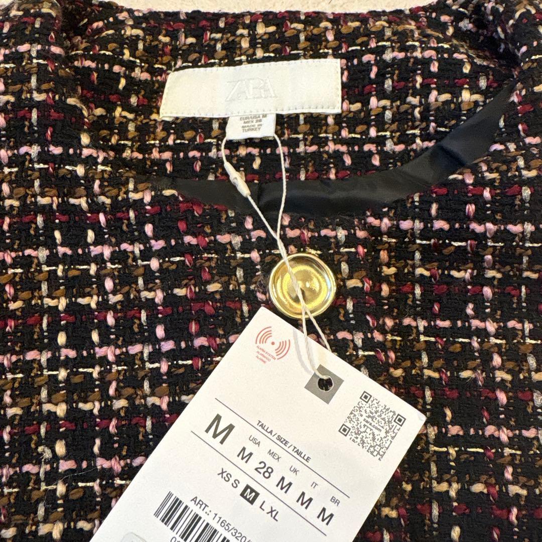 ZARA ベルト付きテクスチャーベスト　M