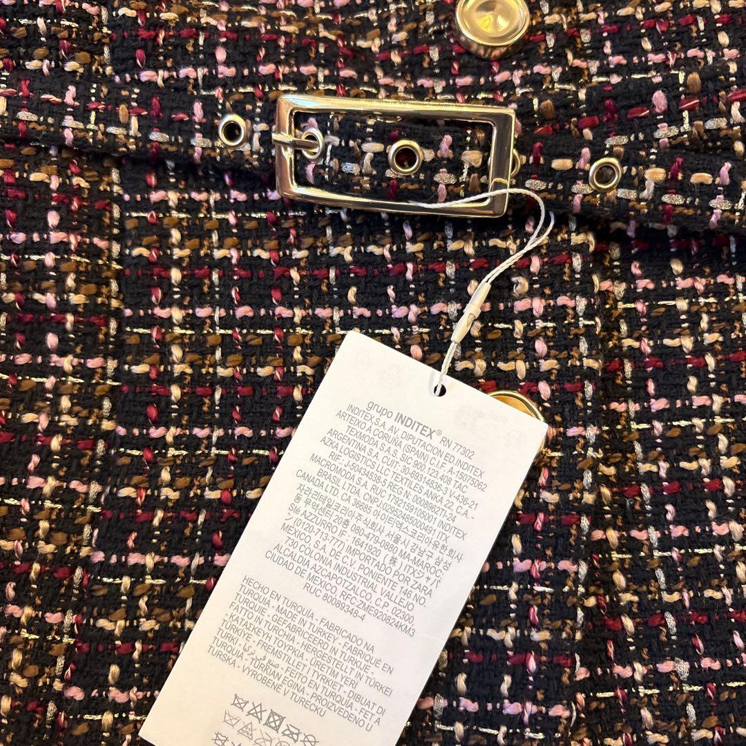 ZARA ベルト付きテクスチャーベスト　M