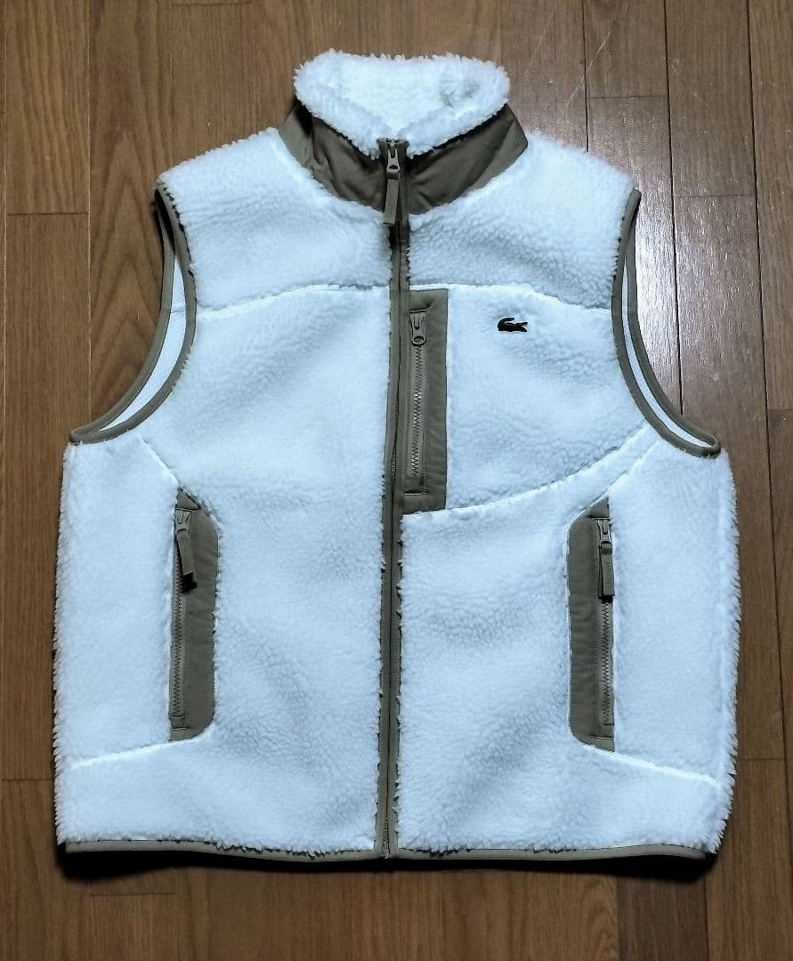 Lacoste シェルパフリースベスト ホワイト 5（L）